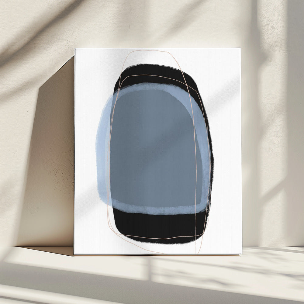 Geometric Shapes In Muted Blue And Black Tones | Canvas