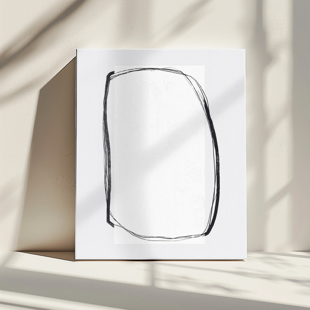 Abstracte zwarte lijnen omlijsten een wit canvas | Canvas