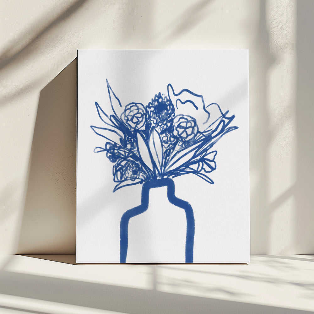 Blauwe vaasboeket | Canvas