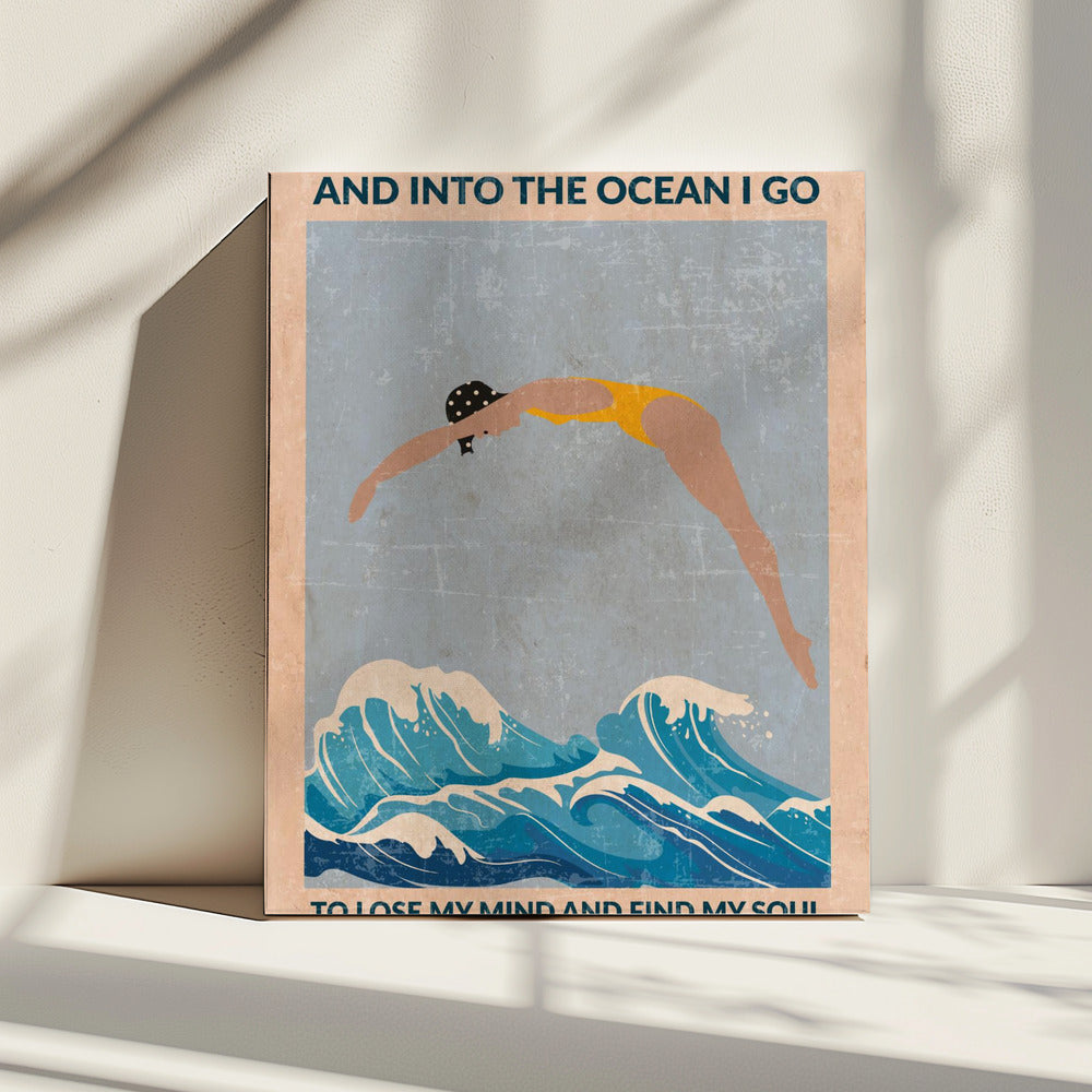 Into the Ocean (blauw) Standaard wanddecoratie | Canvas