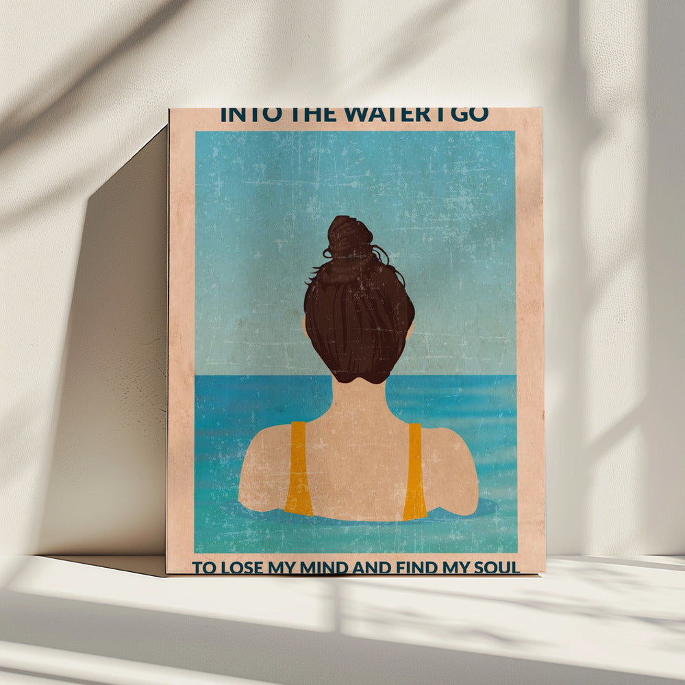 In het water (brunette) | Canvas
