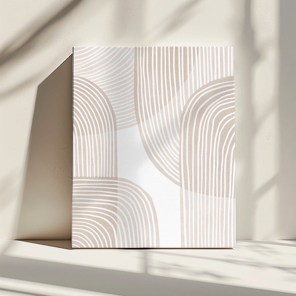 Abstracte beige lijnkunst | Canvas