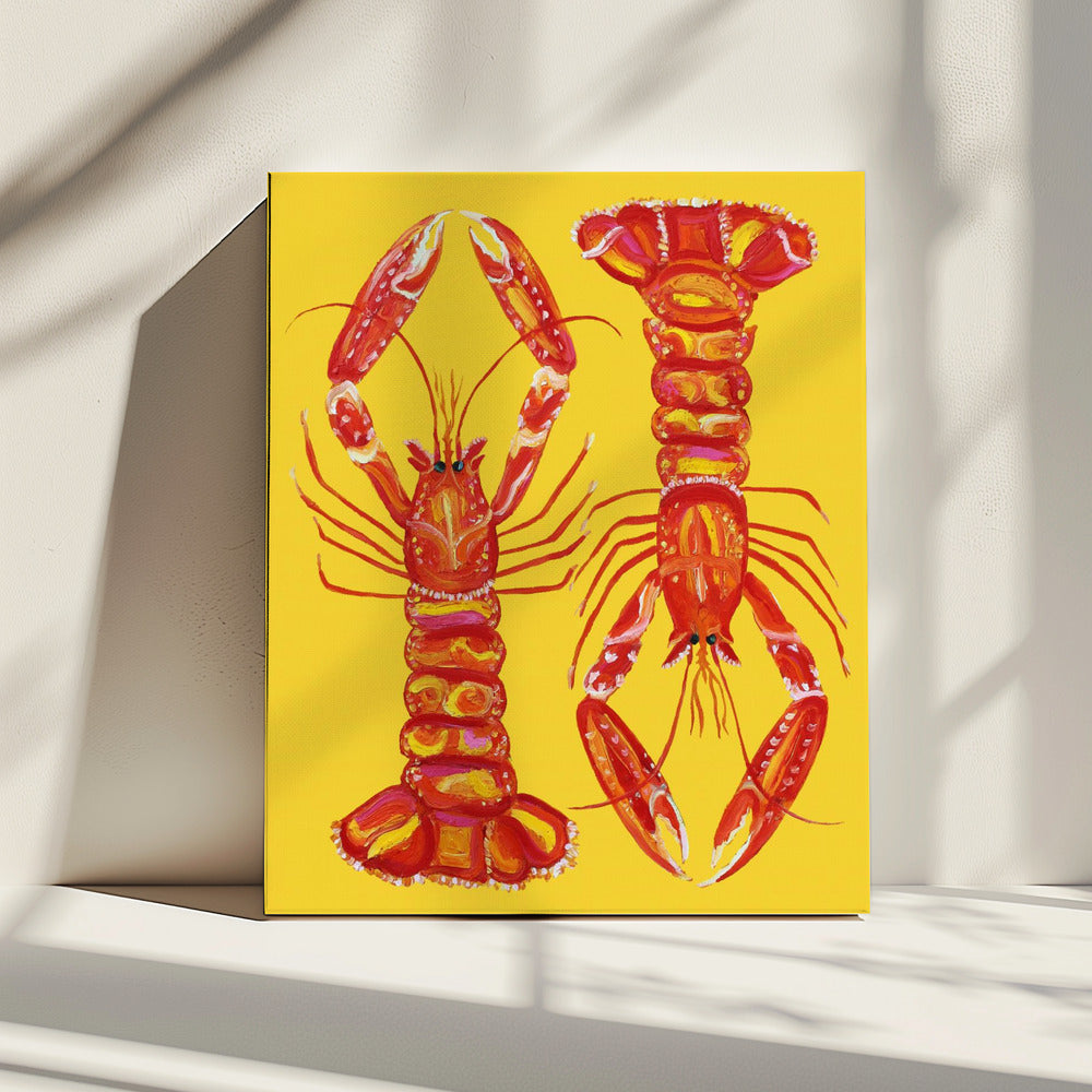 Langoustines op geel | Canvas