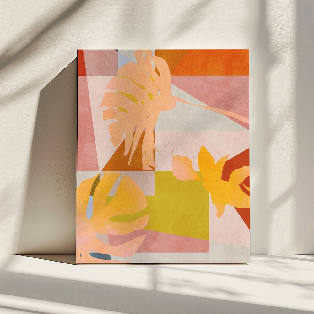 Organische Bauhaus-geometriebladeren | Canvas