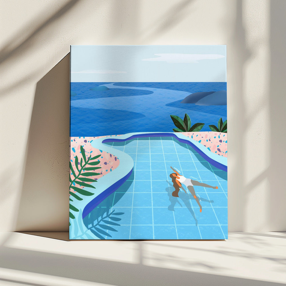 Meisje in het zwembad | Canvas