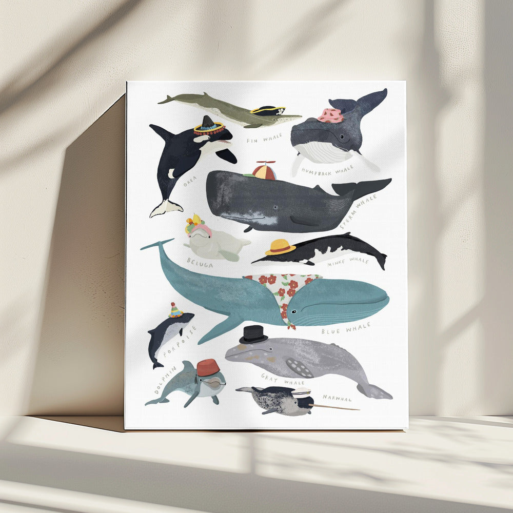 Walvissen in hoeden | Canvas