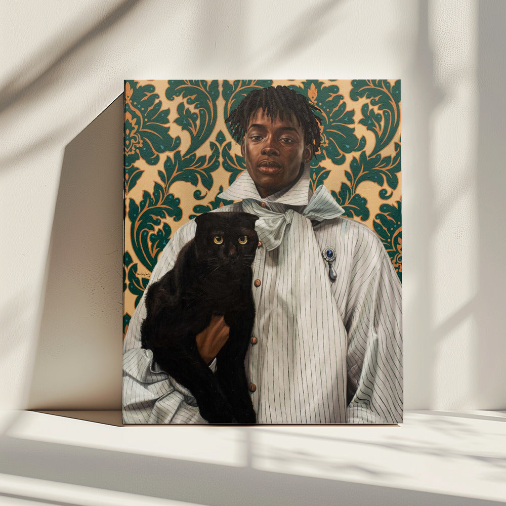 Heer met kat | Canvas