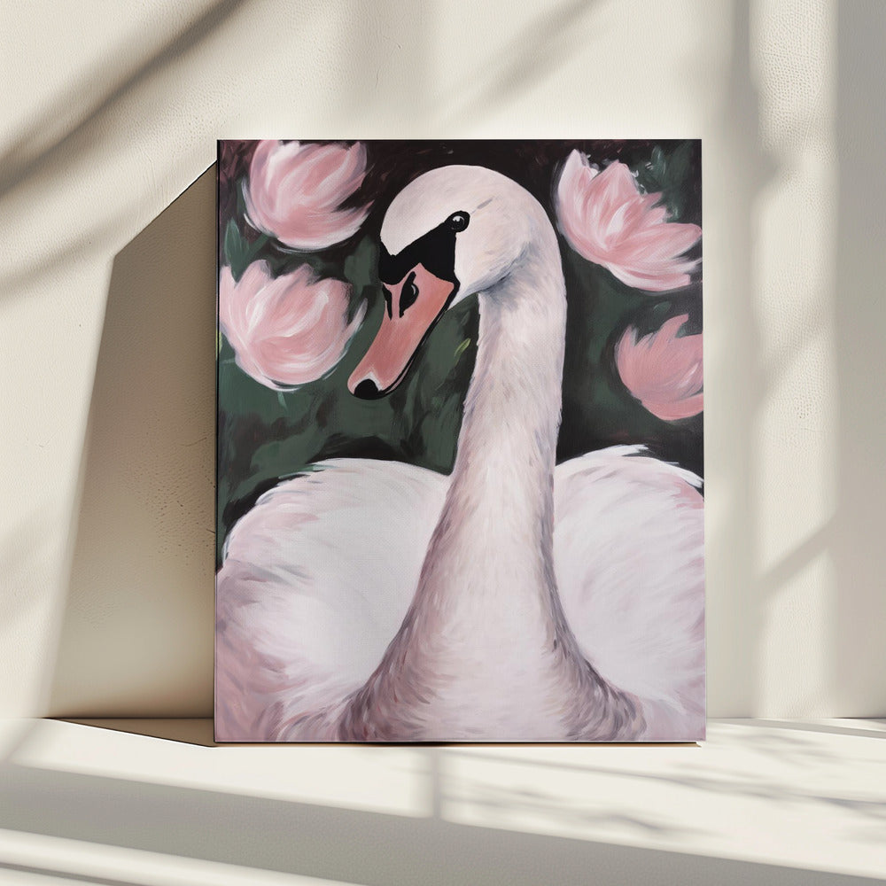 Zwaan in de vijver | Canvas
