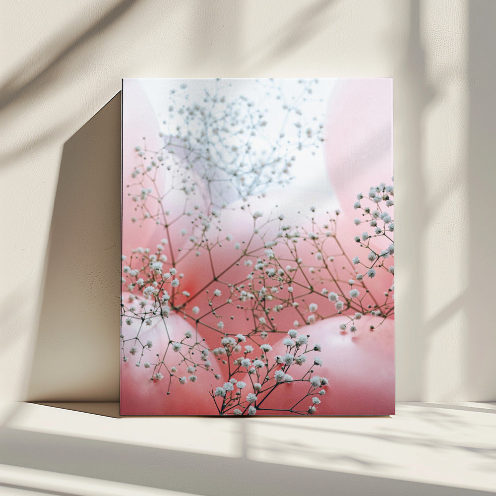 Delicate bloemen en roze ballonnen | Canvas