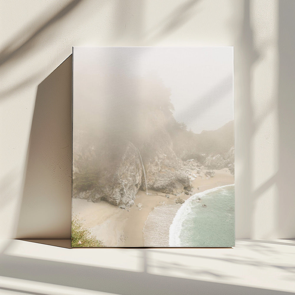 Mistige kusthaven | Canvas