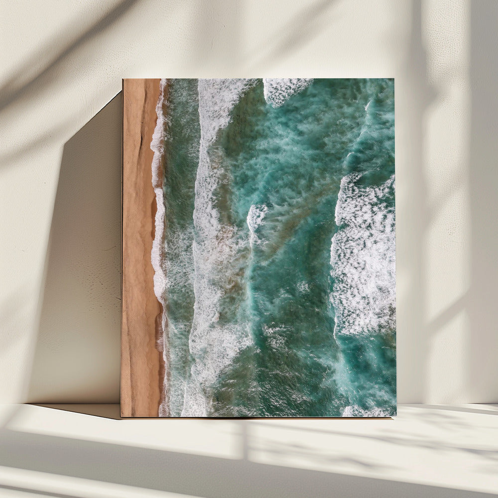 Golven omarmen de kust | Canvas