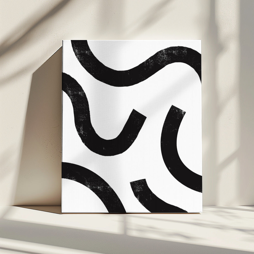 Gebogen monochrome paden | Canvas