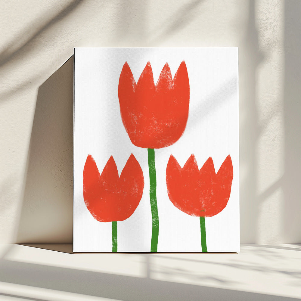 Rode Tulpen Trio | Canvas