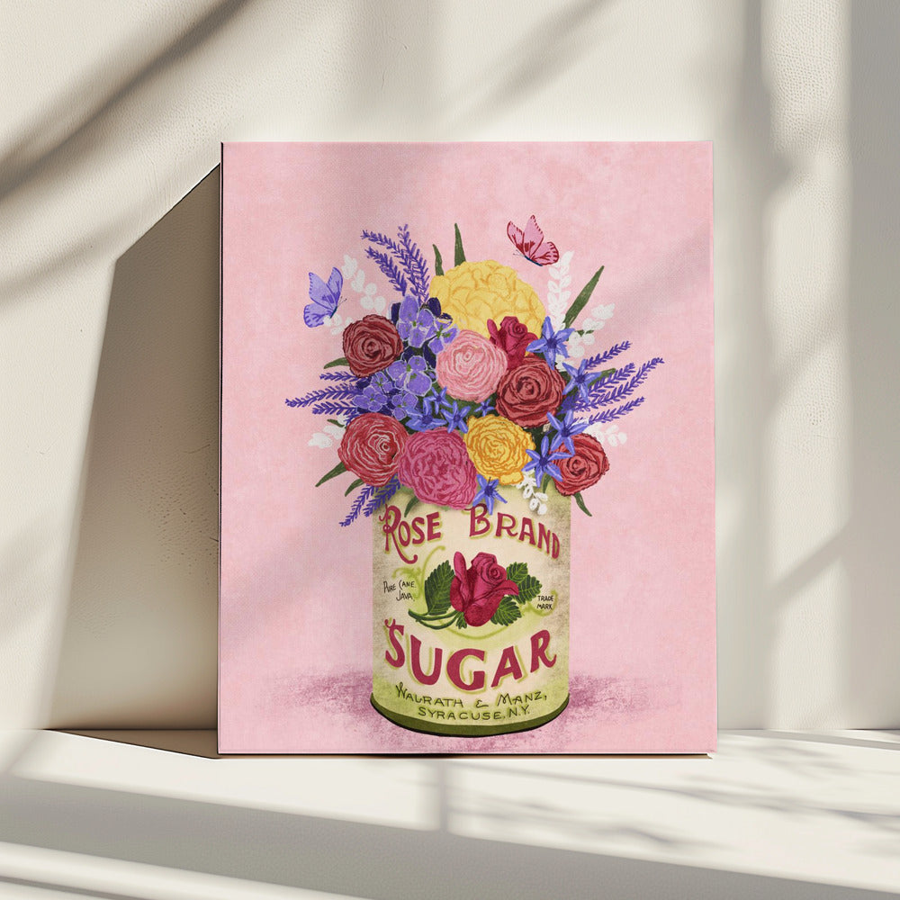 Bloemen in een vintage blik | Canvas