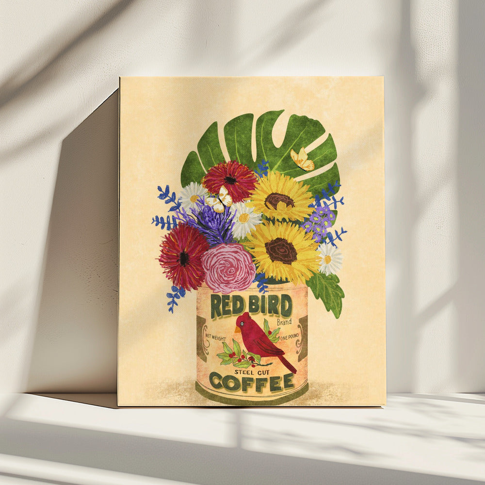 Bloemen in een vintage koffieblik | Canvas