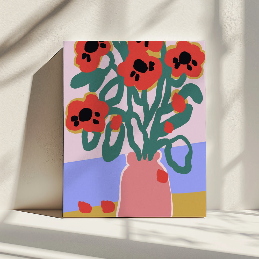 Vaas met opvallende bloemen | Canvas