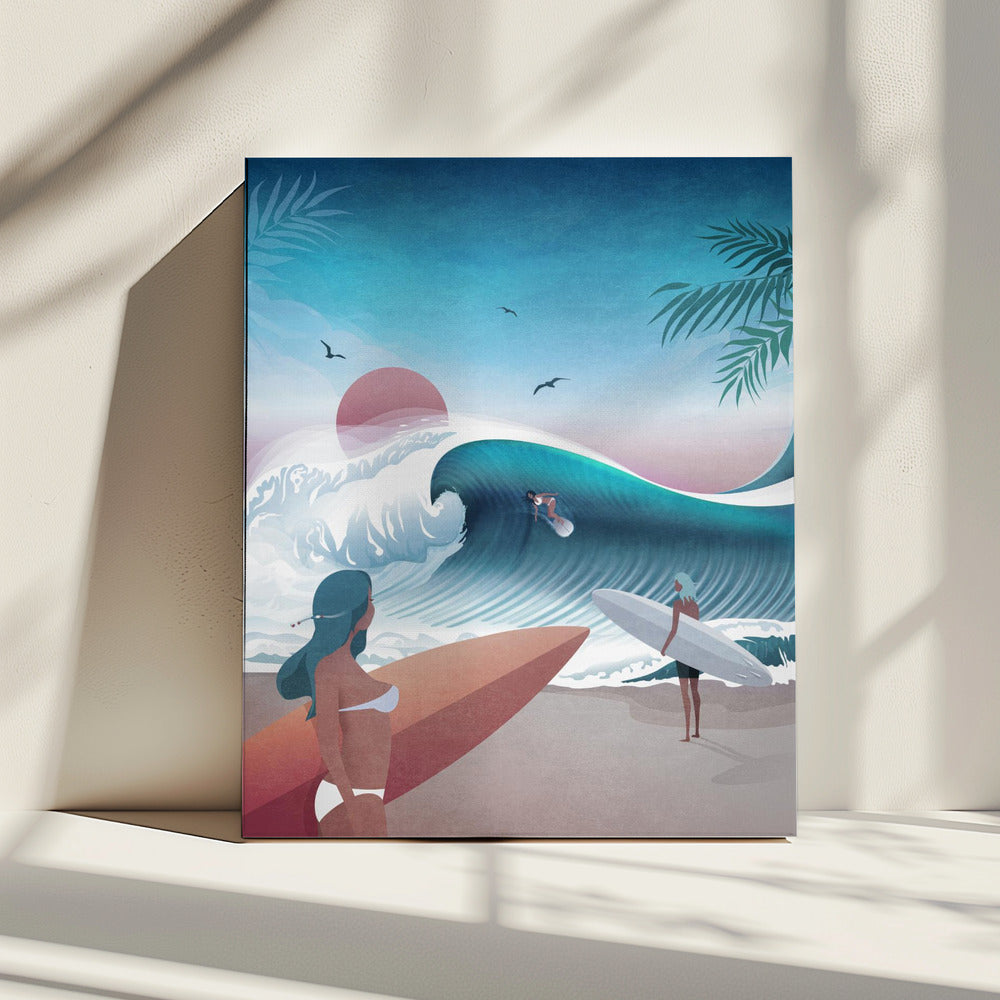 Zonsondergang Surfscène | Canvas