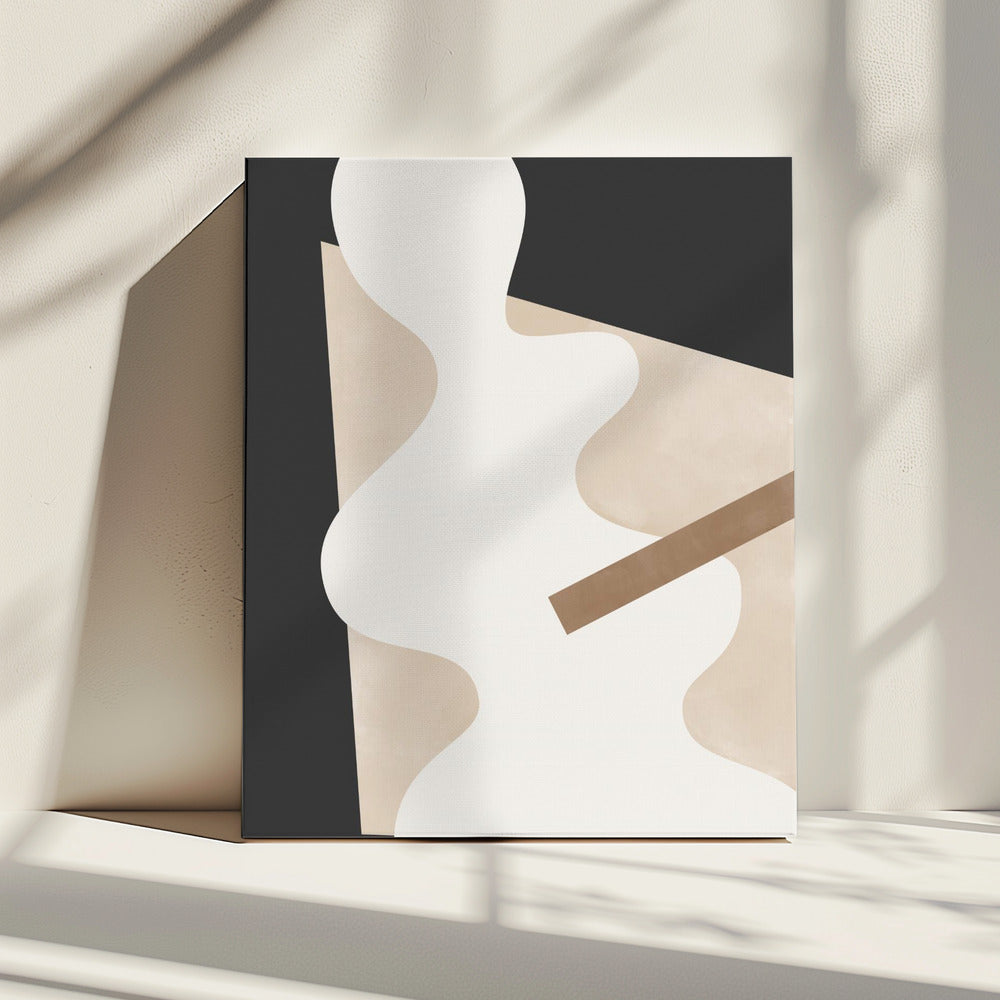 Beige grafische curven kunst | Canvas