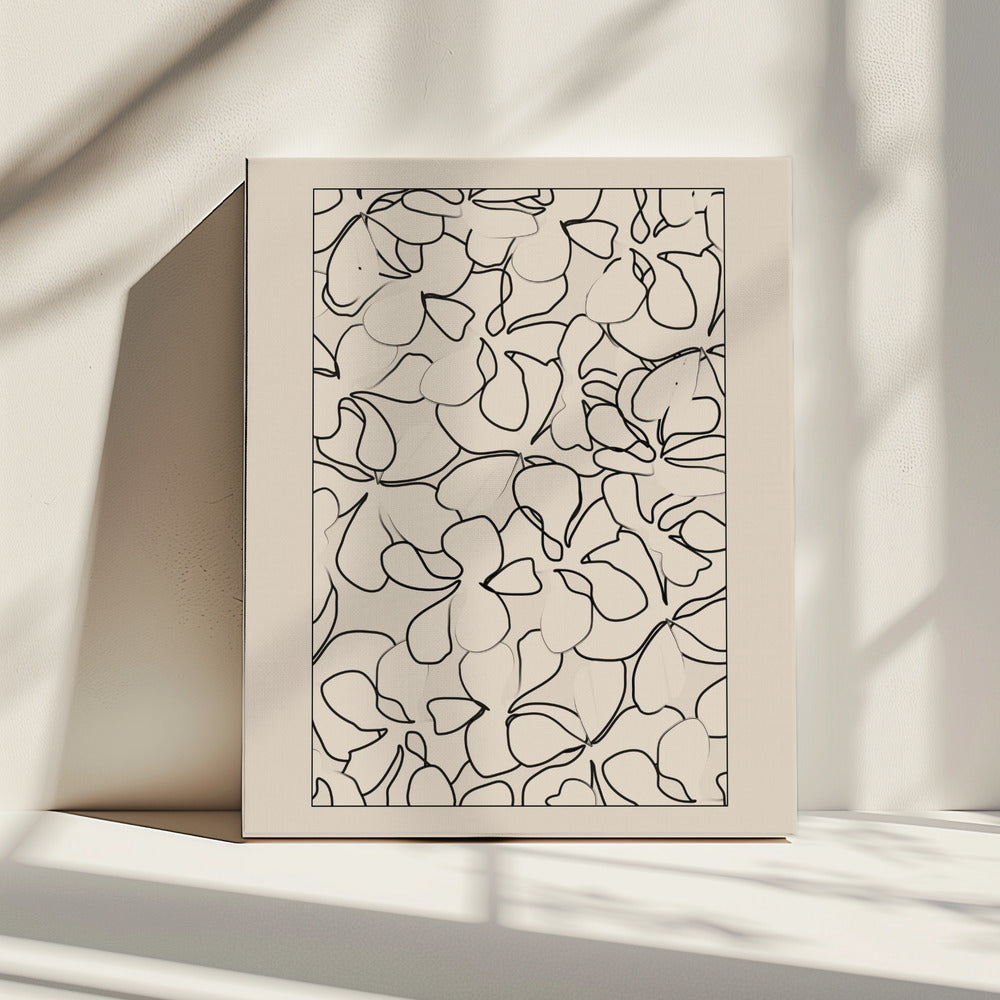 Naadloos patroon van omlijnde bloemen | Canvas