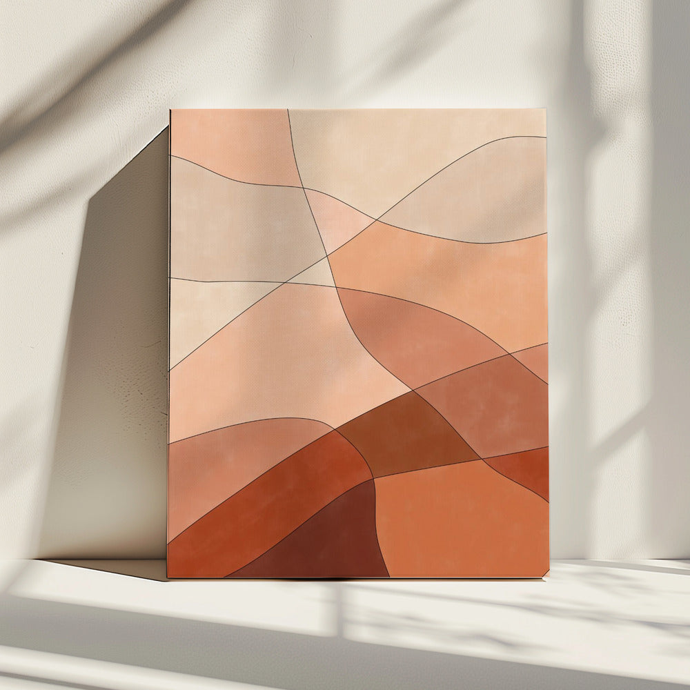 Vloeiende lijnen en warme aardetinten | Canvas