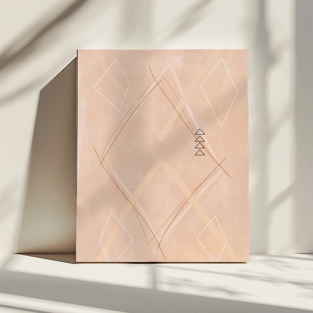 Abstracte geometrische kunst beige tinten | Canvas