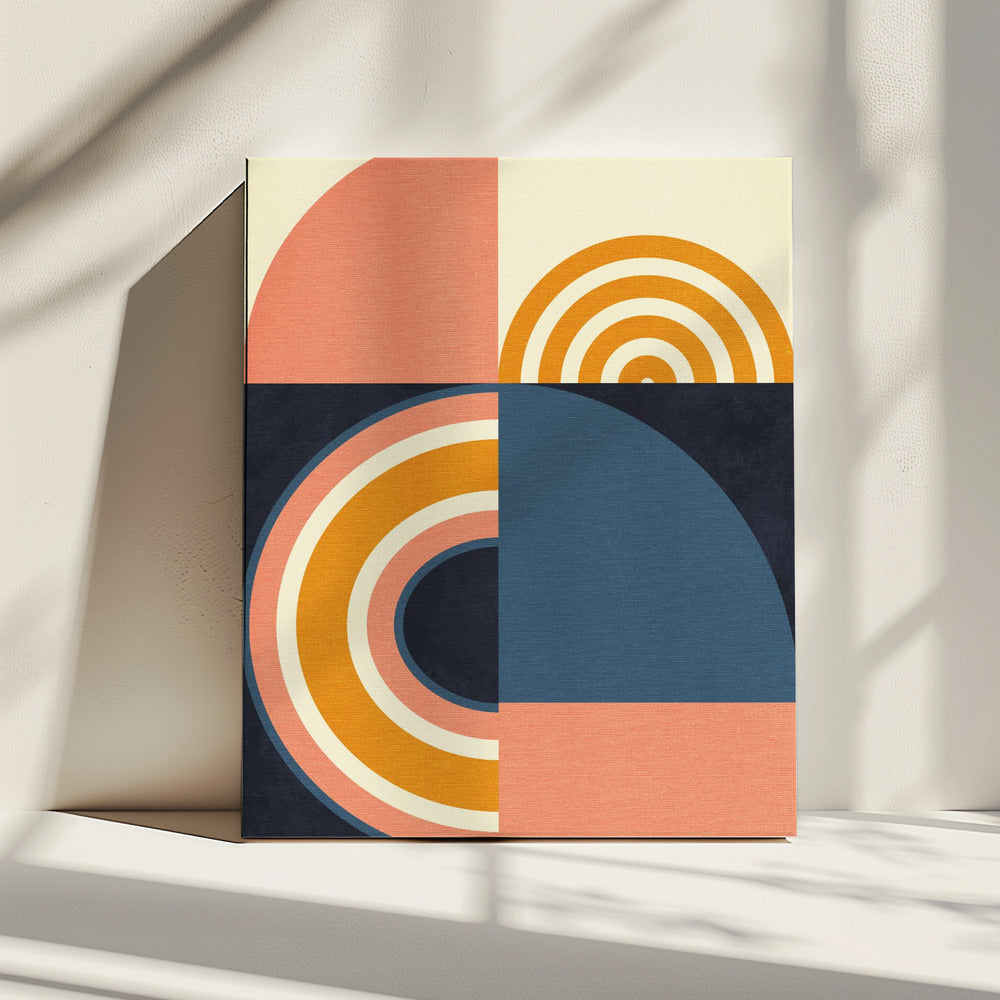 Regenboog Plus Vormen Blauw Mosterd9 | Canvas