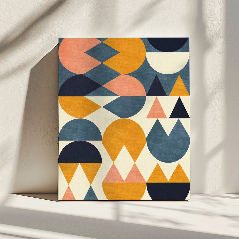 Regenboog Plus Vormen Blauw Mosterd6 | Canvas