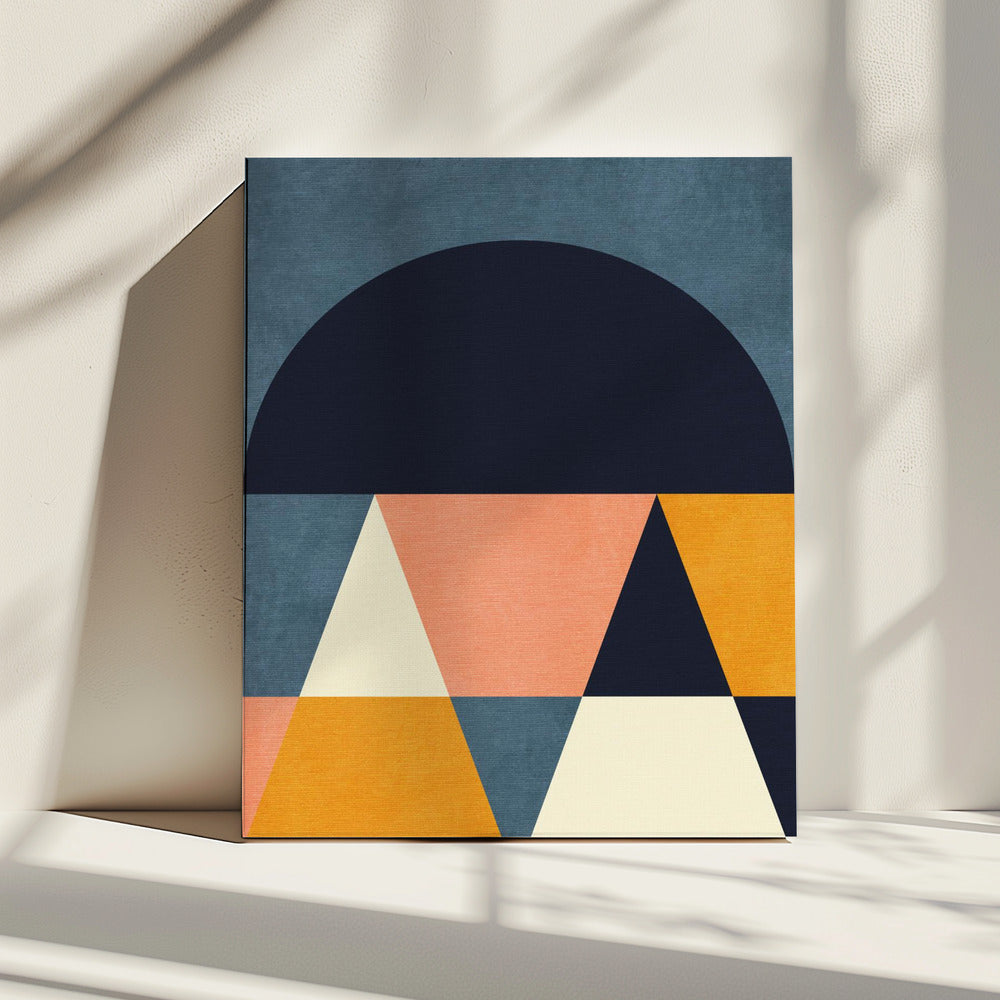 Regenboog Plus Vormen Blauw Mosterd4 | Canvas