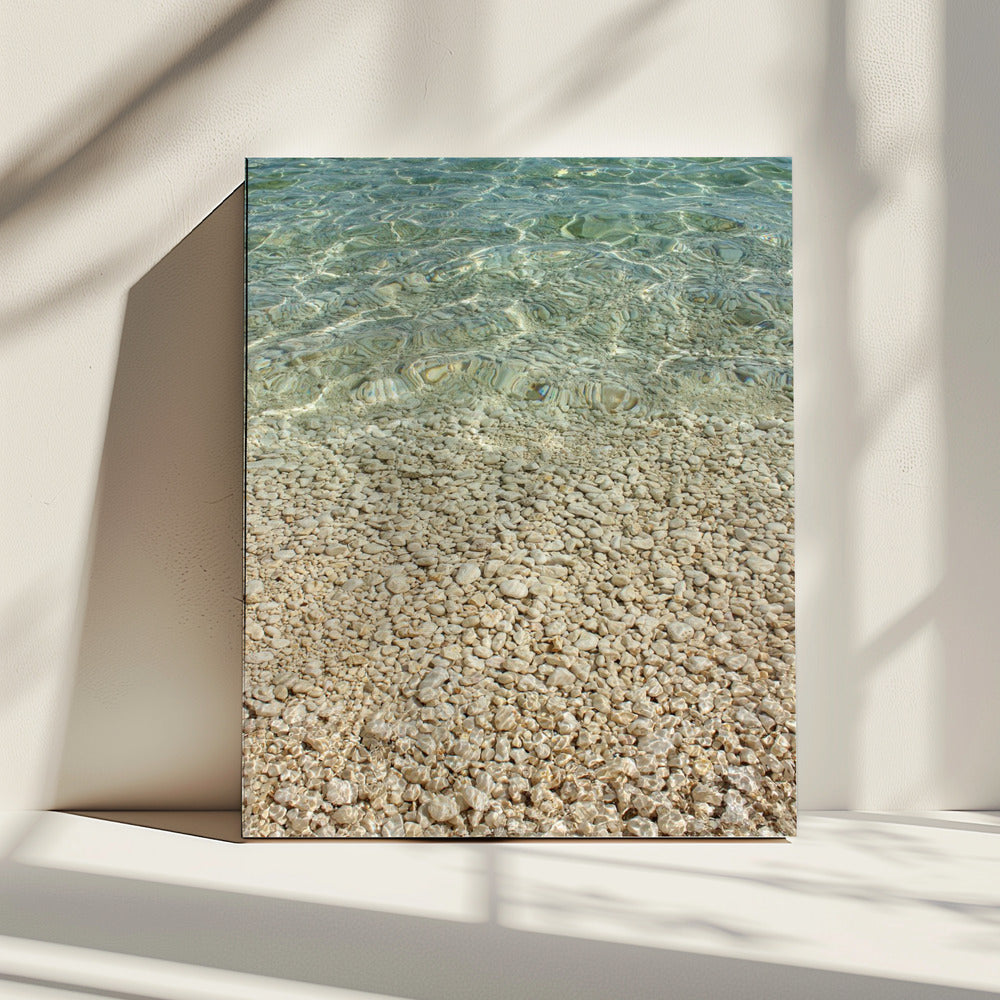 Aqua Ocean en gouden kiezels | Canvas