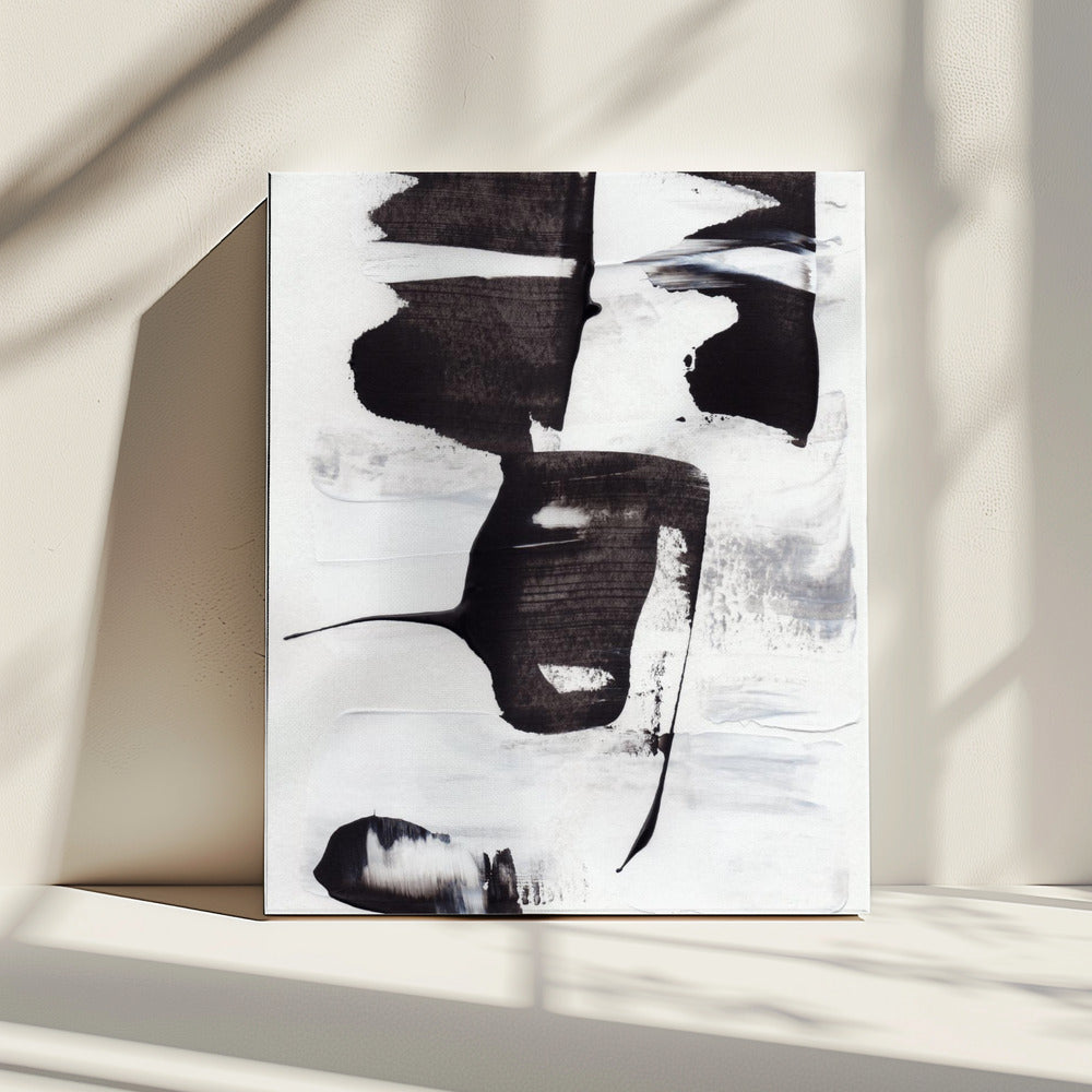 Expressieve monochrome penseelstreken | Canvas