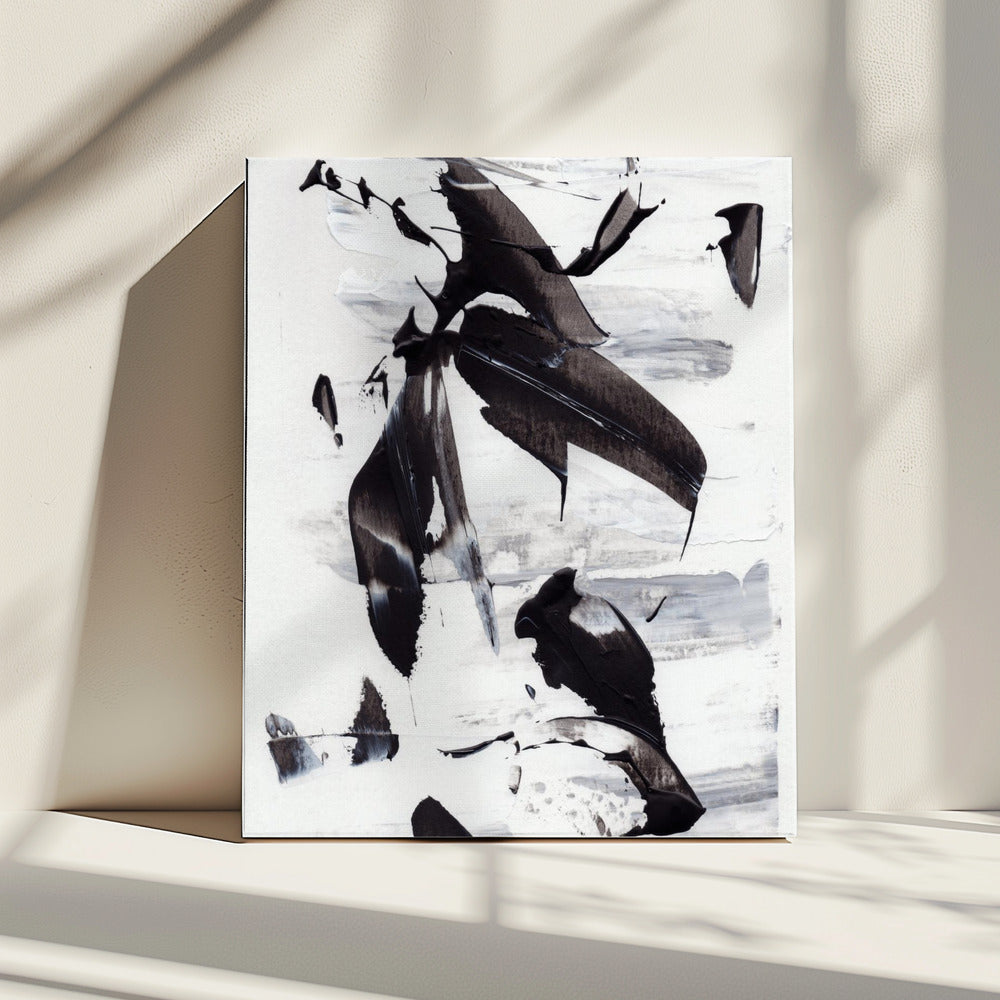Monochrome dynamische penseelstreken | Canvas