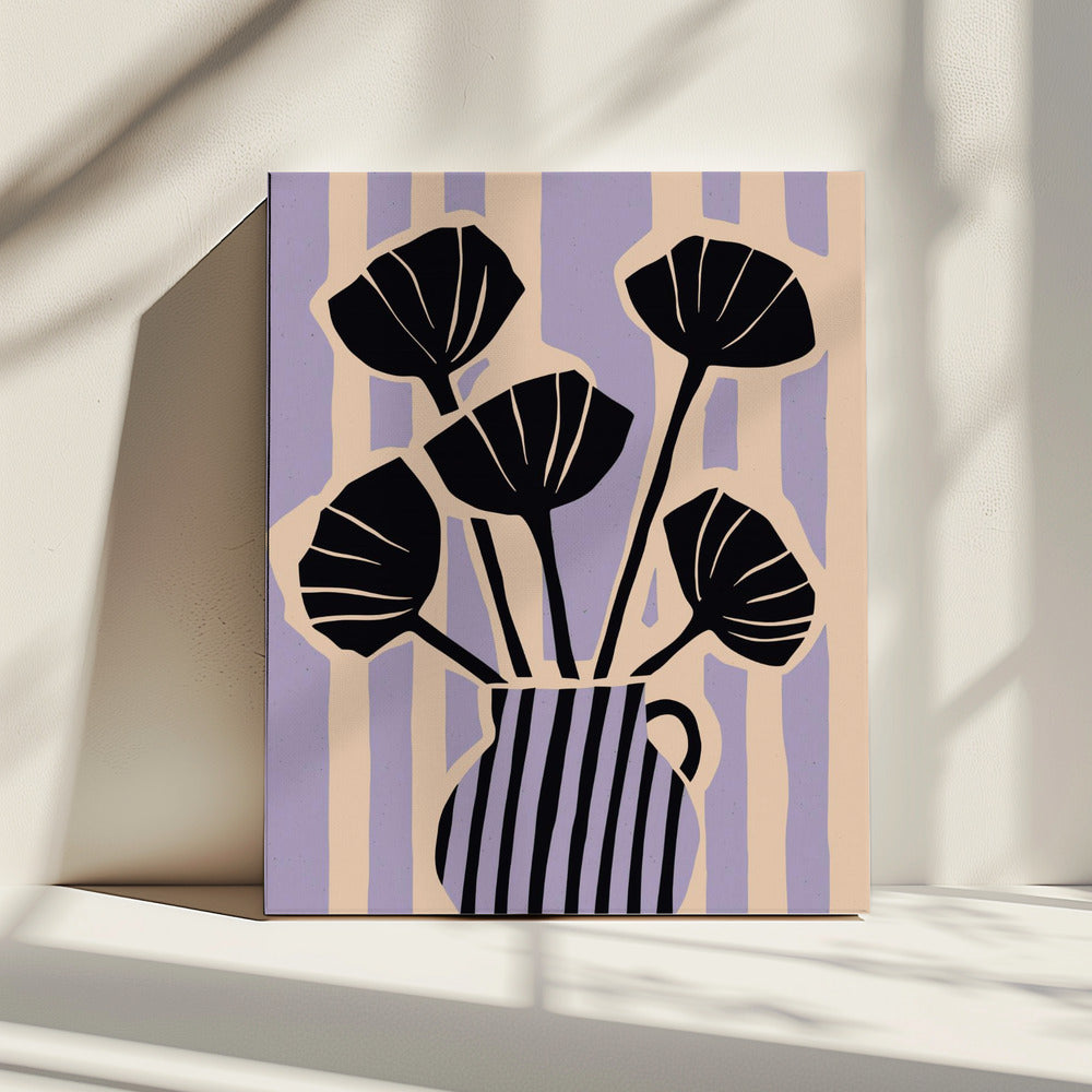 Gestreepte Bloesemvaas | Canvas