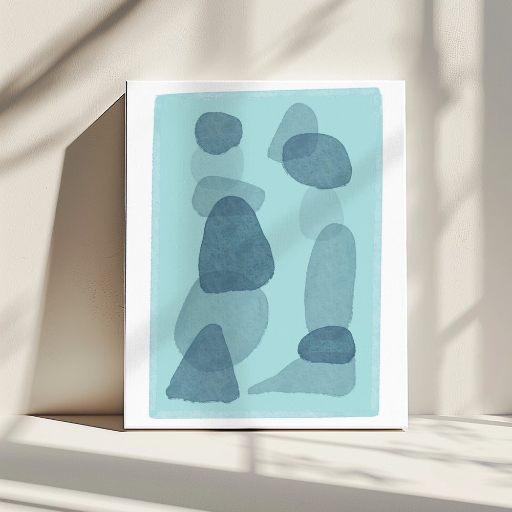 aquarelvlekken blauw abstract minimal modern art | Canvas