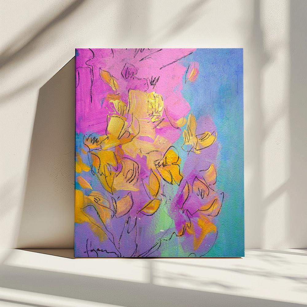 Levendige bloemblaadjes dansen | Canvas