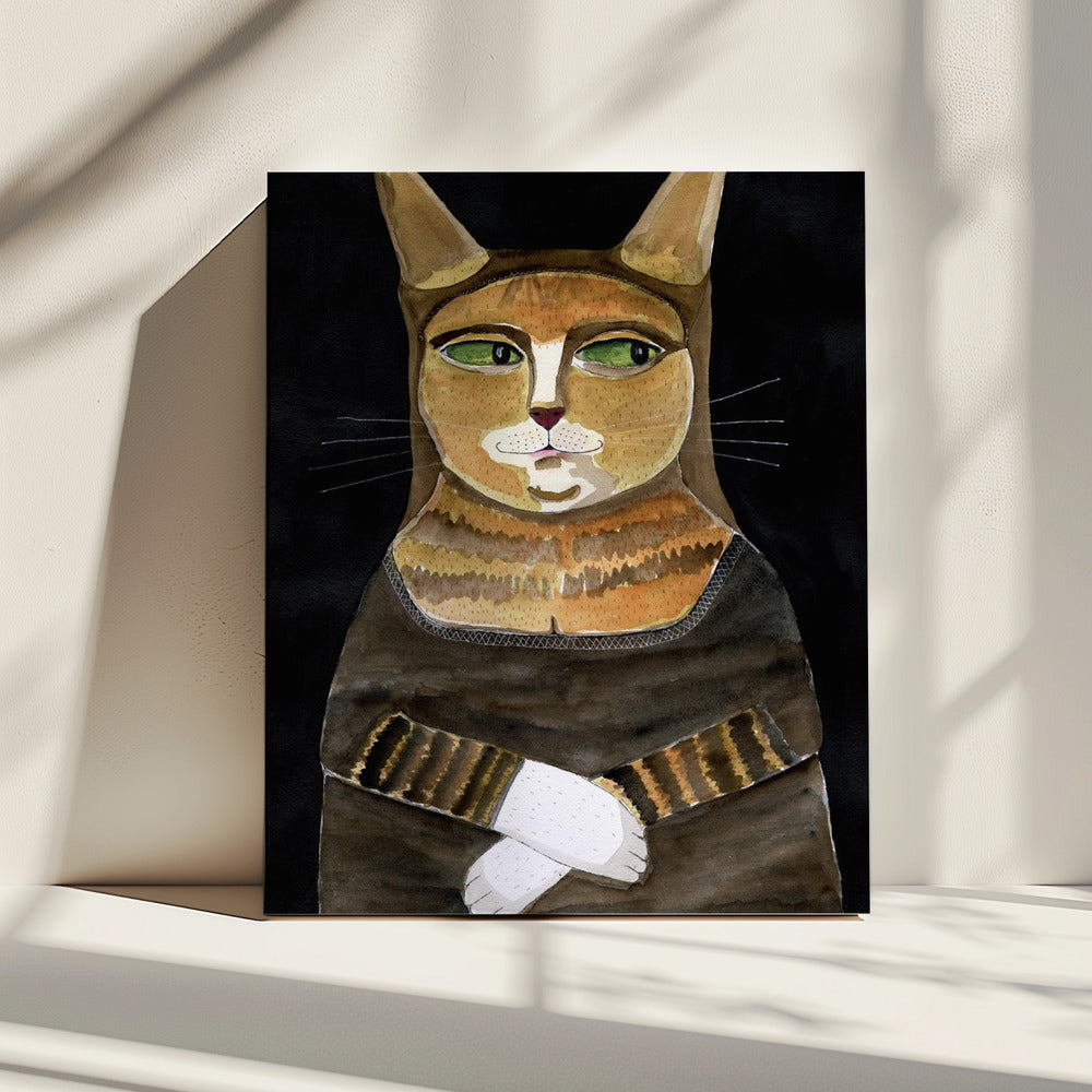 Mona Lisa Kat Grappige Kattenhumor Gember Oranje Kat | Canvas