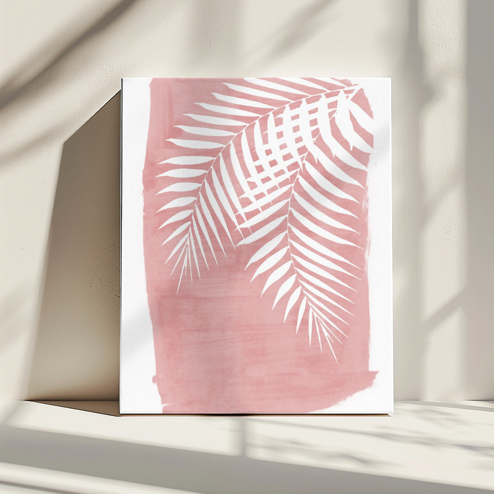 Roze palmbladeren silhouet | Canvas