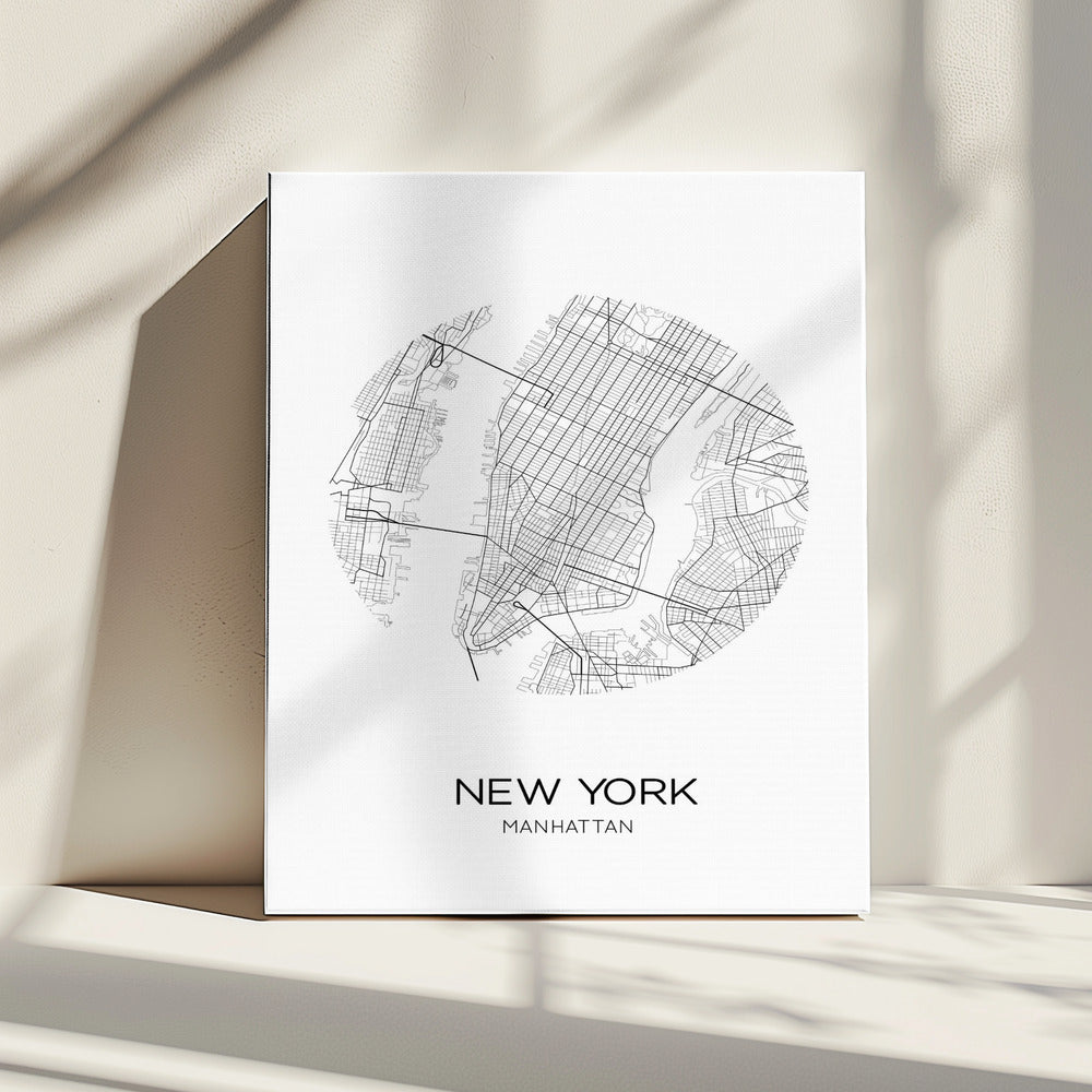 Wegenkaart van Manhattan | Canvas