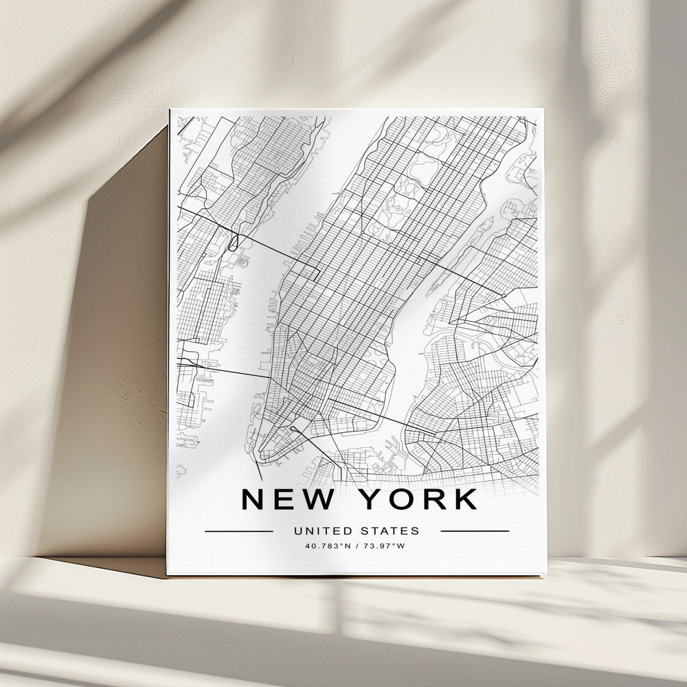 Kaart van New York | Canvas