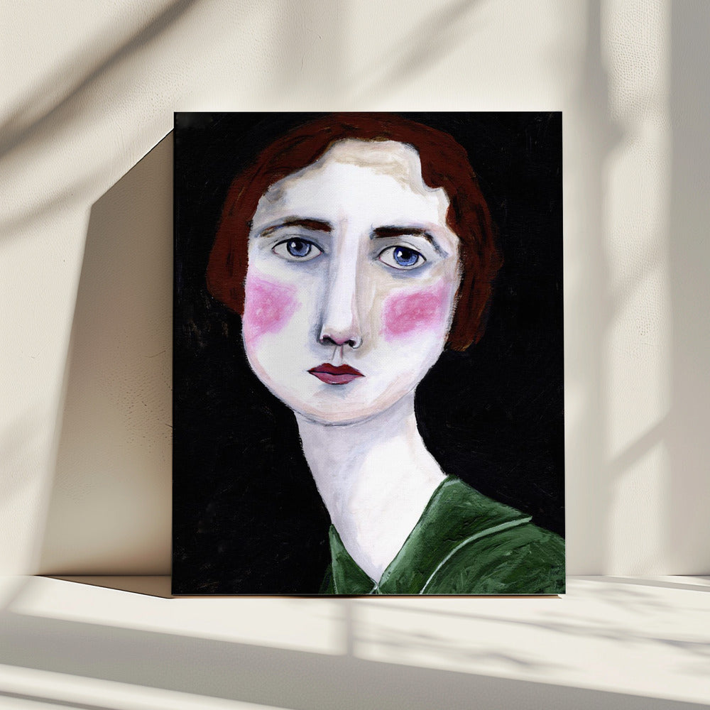 Vintage Vrouw met roze wangen | Canvas