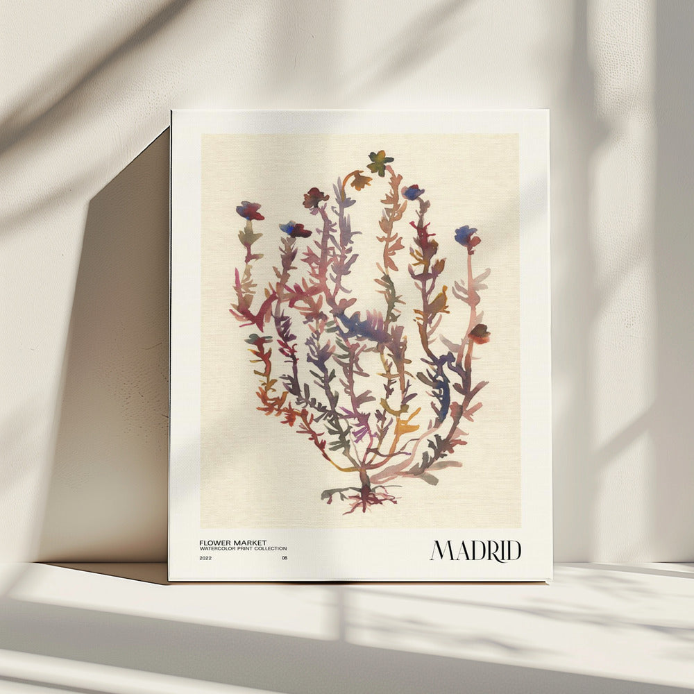 Collectie aquarelprints. Bloemenmarkt - Madrid | Canvas