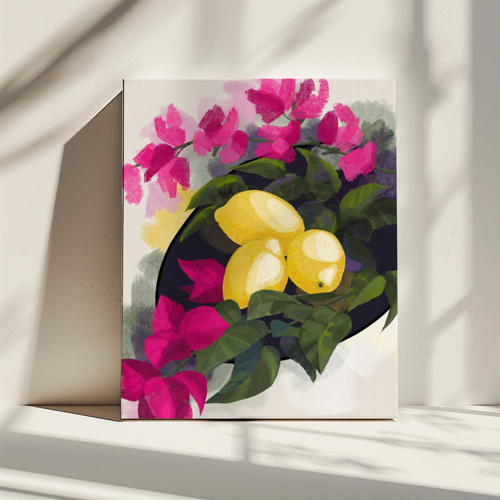 Bougainvillea en citroenen | Canvas