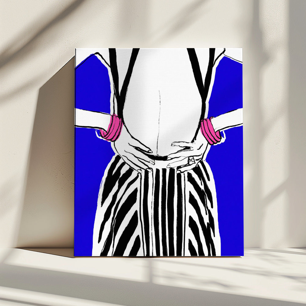 Gedurfde strepen, blauwe achtergrond | Canvas