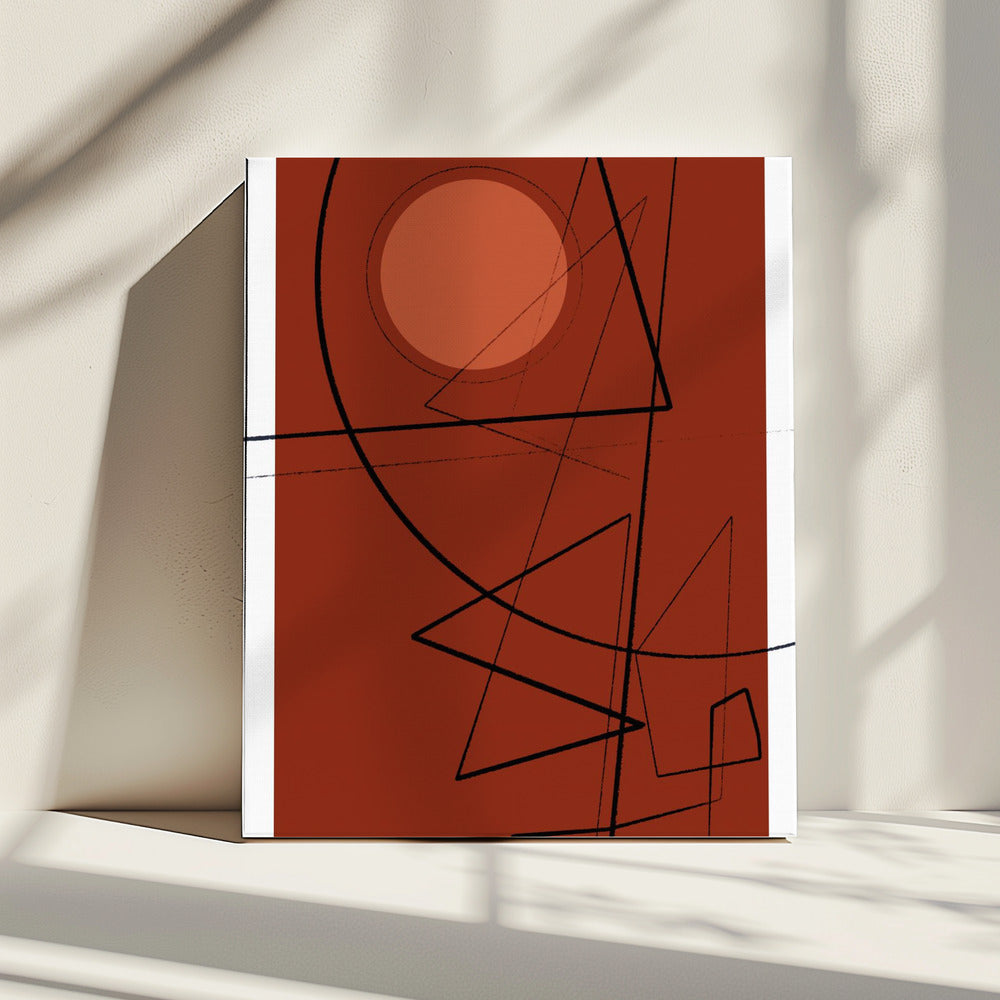 Karmozijnrode geometrie | Canvas