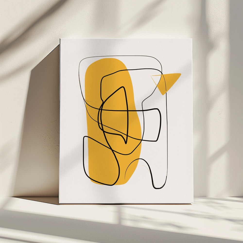 Lijn Abstract In Geel | Canvas