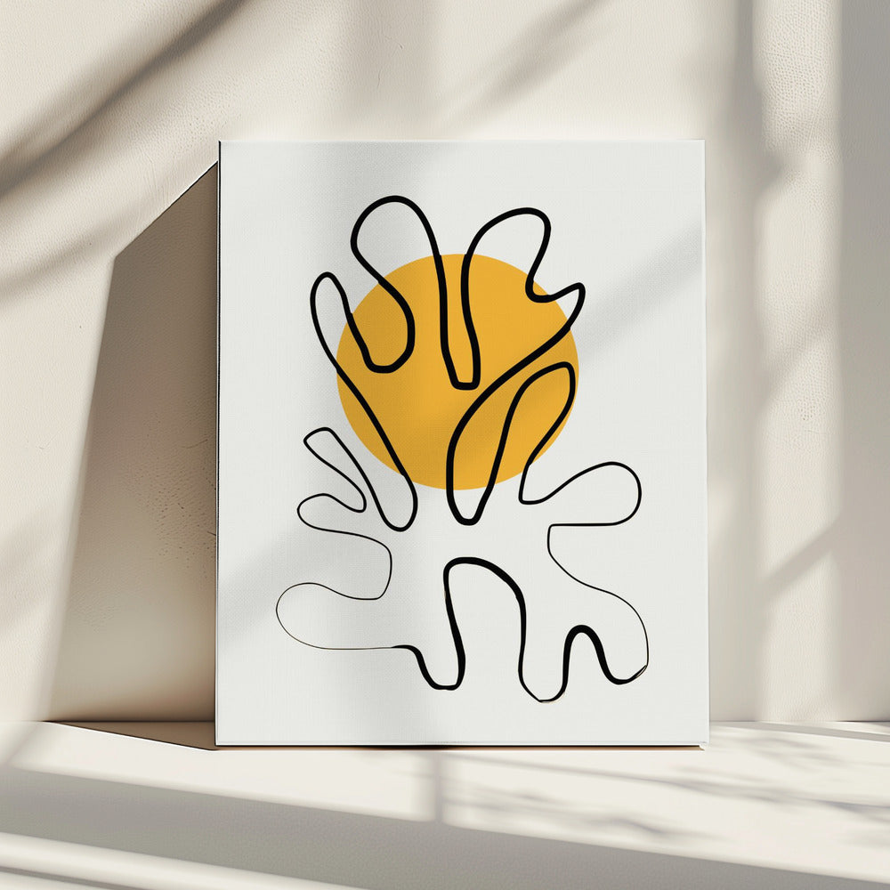 Minimalistisch koraal en zon | Canvas
