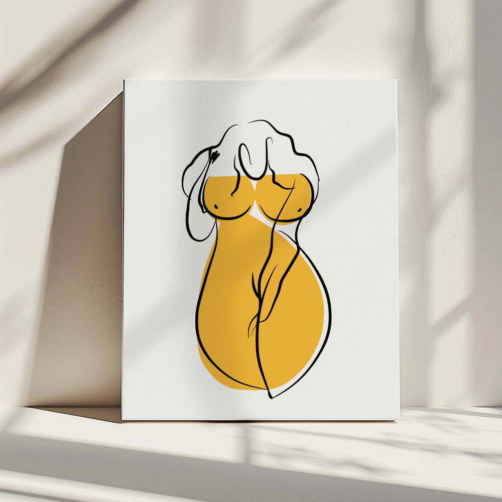 Vrouwelijke vorm in levendig geel | Canvas