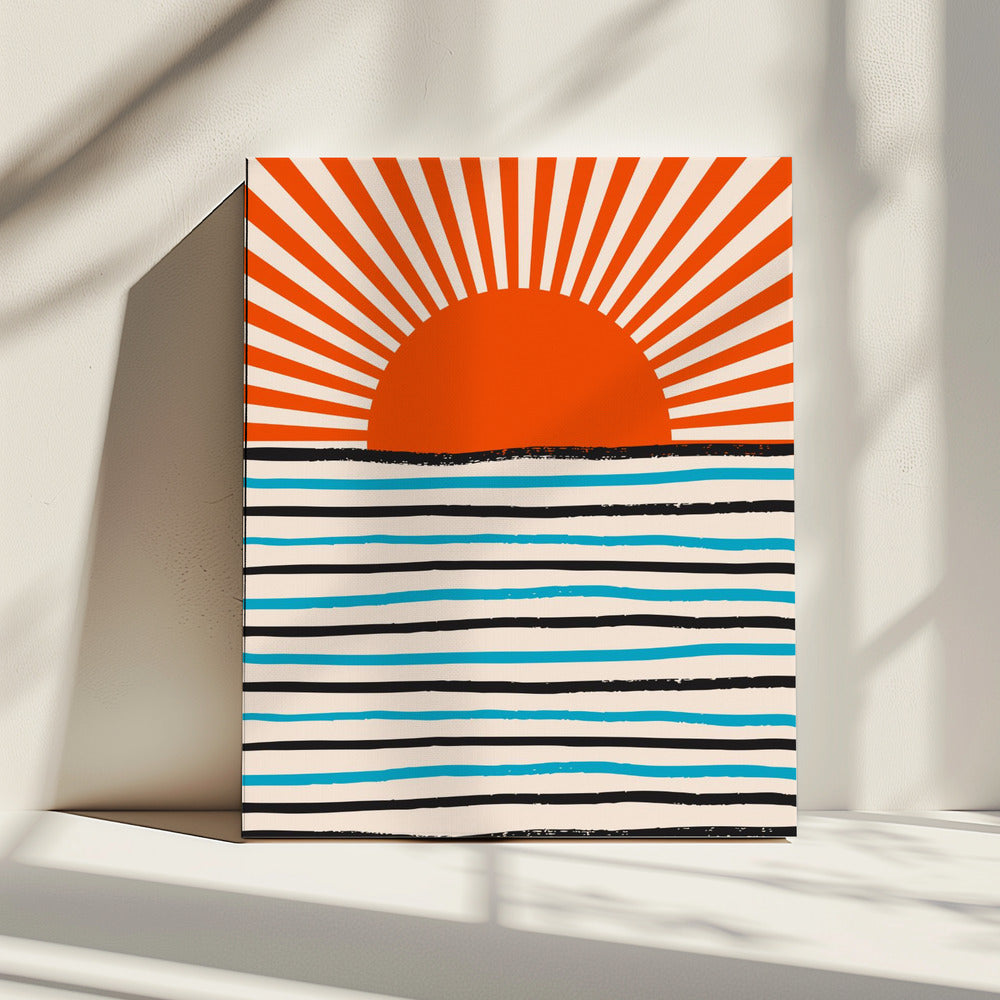 Rode Zon en Zee | Canvas