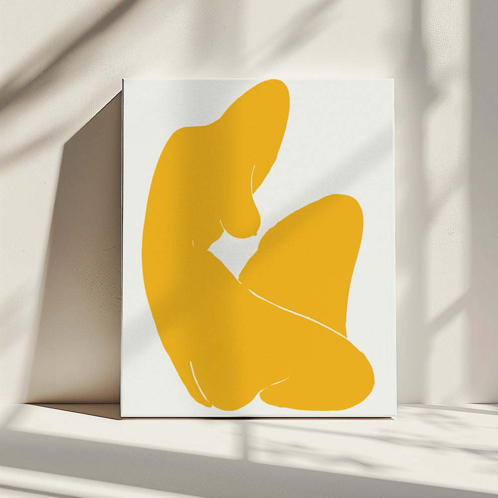 Geel silhouet van een vrouwenfiguur | Canvas