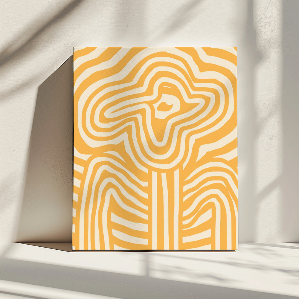 Gele gestreepte bloem | Canvas