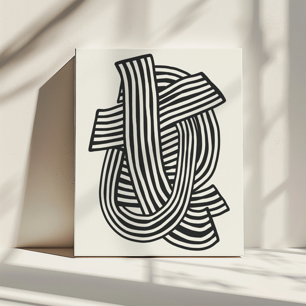 Gestreept abstract in zwart | Canvas